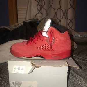 2017 Retro Jordan 5s Red Suede size 6.5y